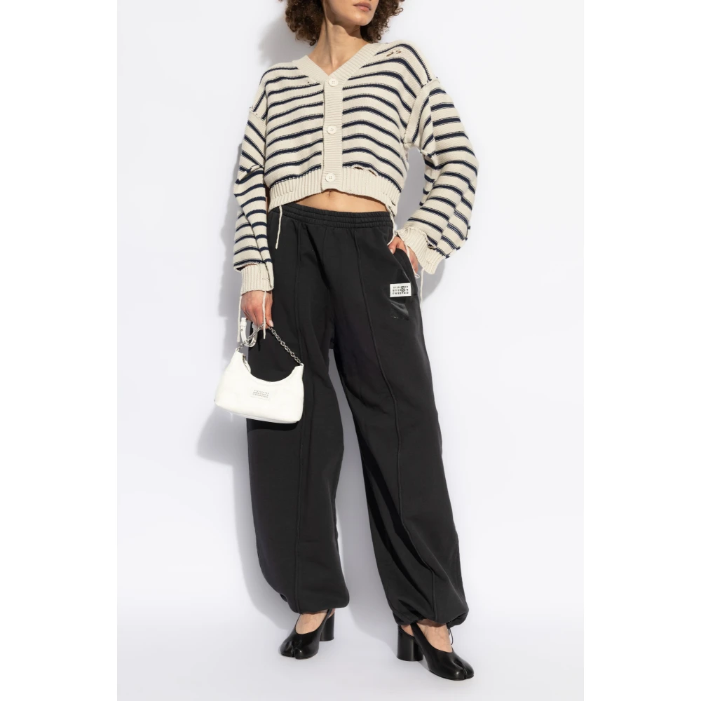 MM6 Maison Margiela Vintage Effect Cardigan Gray Dames