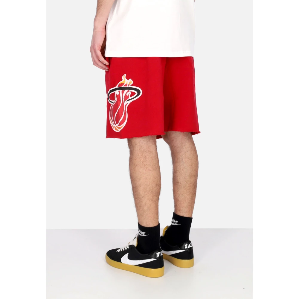 Mitchell & Ness Miami Heat Vintage Logo Fleece Shorts Red Heren