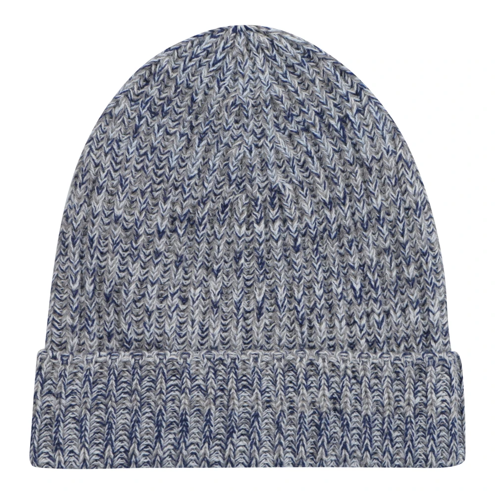 Malo Kasjmier Geribbelde Gebreide Beanie Muts Blue Heren