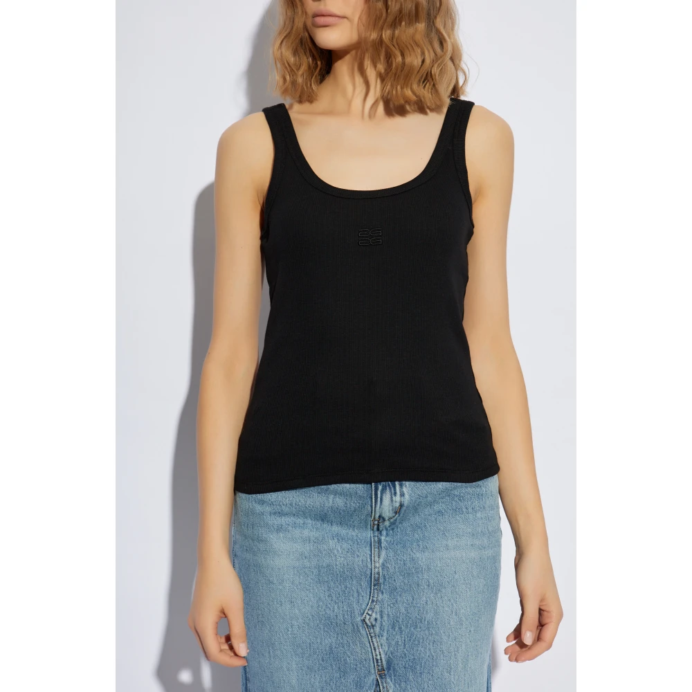 Gestuz Ribgebreide Top Black Dames