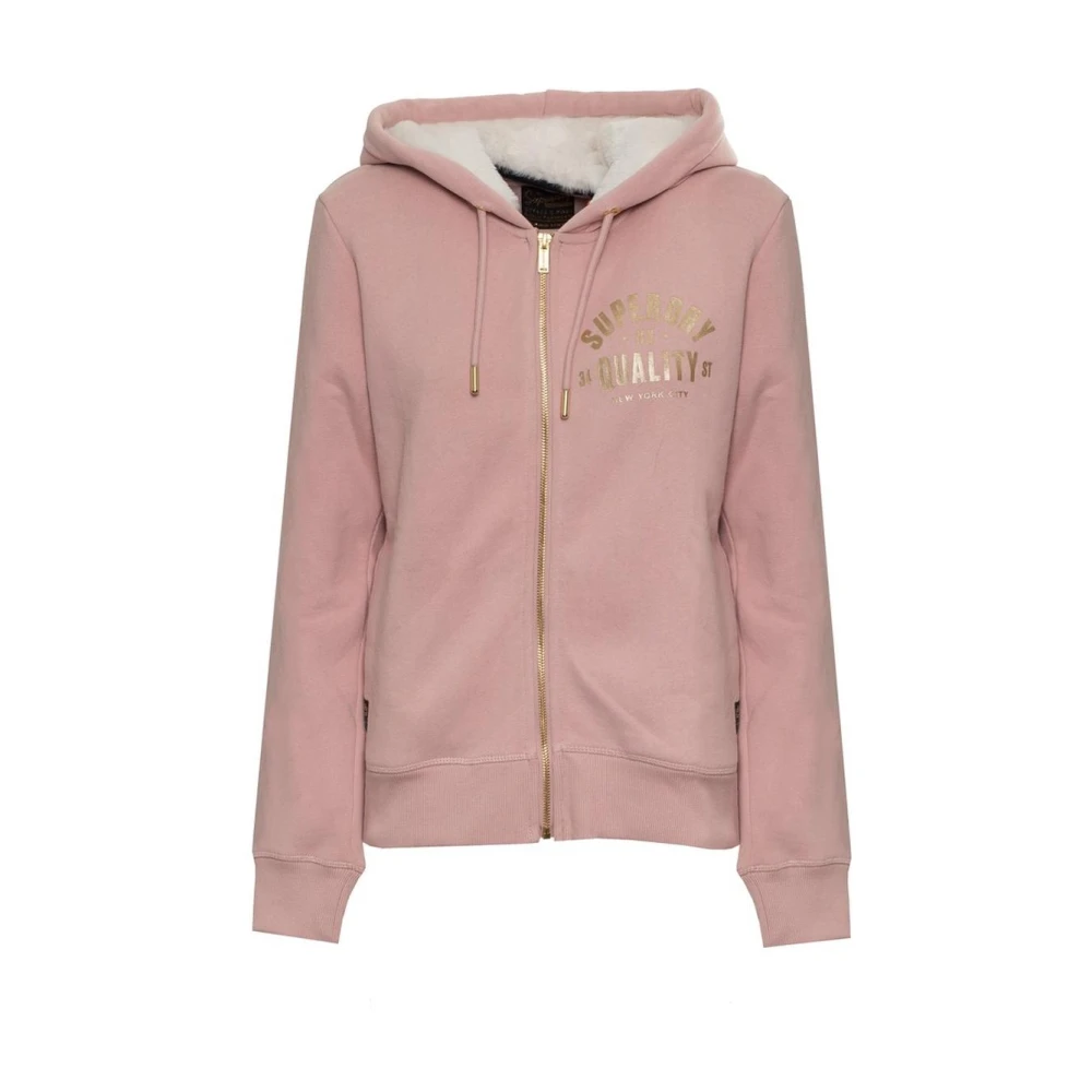 Superdry Bi-color Logo Rits Sweatshirt Pink Dames