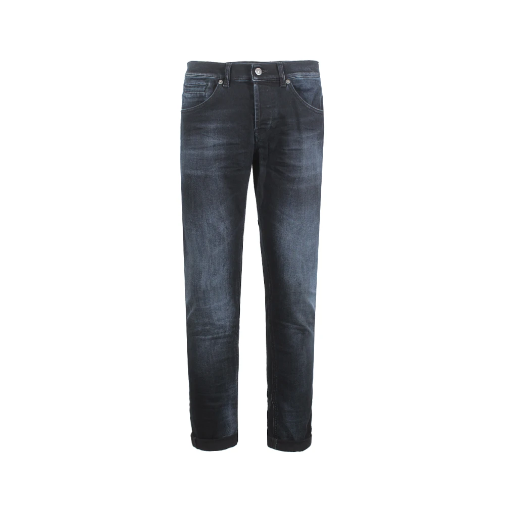 Dondup Blauwe Slim Fit Jeans met Metalen Logo Blue Heren