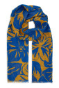 echarpe-unisexe-jaune-en-coton-et-lin-avec-motif-floral