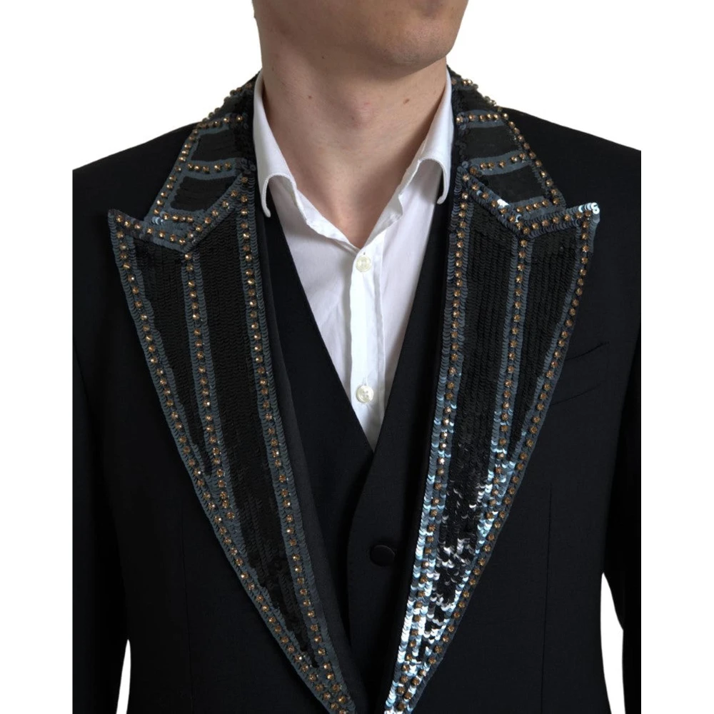 Dolce & Gabbana Paillet Trim Blazer 2-Delig Pak Black Heren