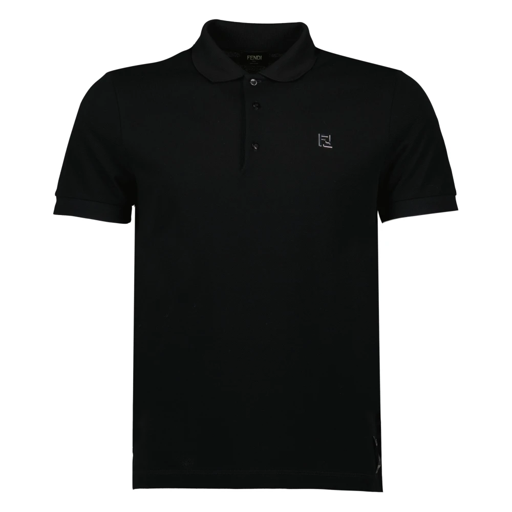 Fendi Men's Black Polo Shirts, M, Classic Piqué Cotton Polo