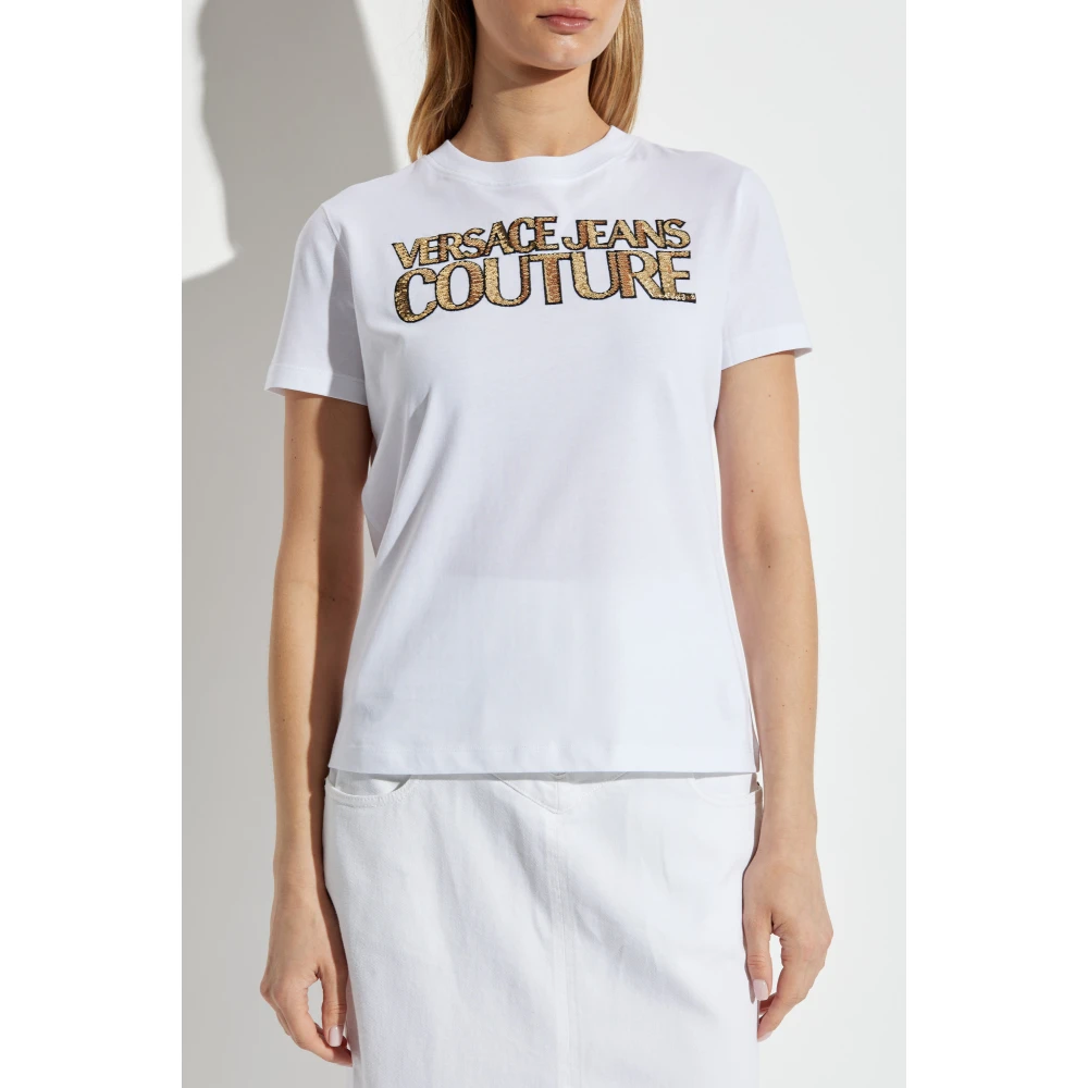 Versace Jeans Couture T-shirt met logo White Dames