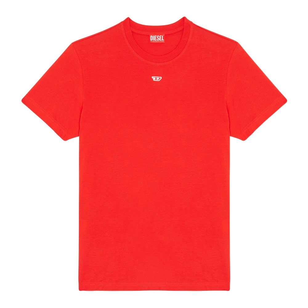 Diesel Heren T-shirt met rode D applicatie Red Heren