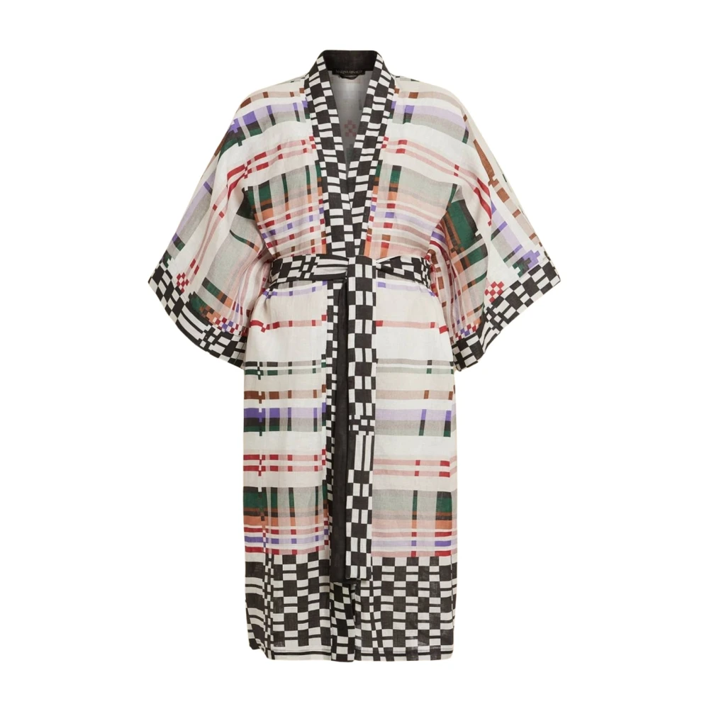 Marina Rinaldi Linne Kimono med Multifärgat Mönster Multicolor, Dam