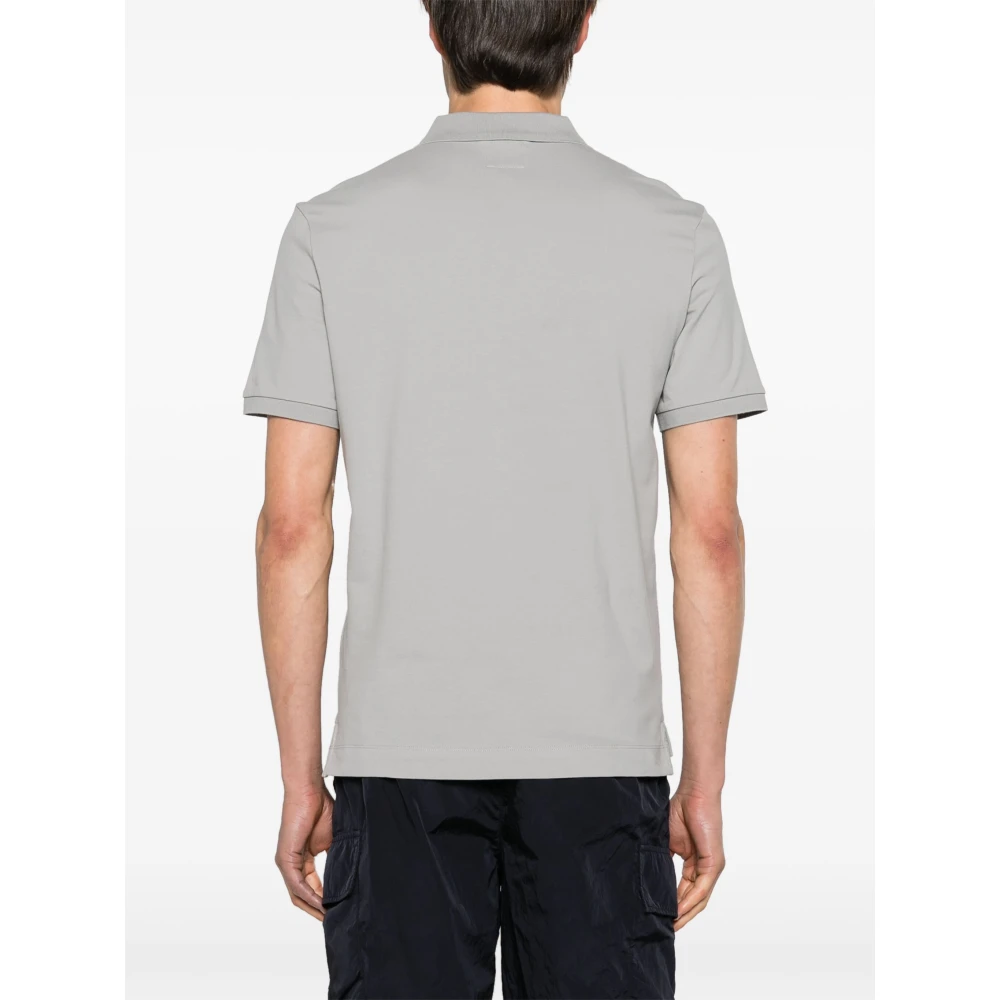 C.P. Company Logo Patch Polo Shirt Gray Heren