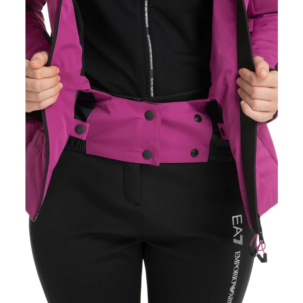 Emporio Armani EA7 7 Ski Jas met Capuchon en Logo Purple Dames