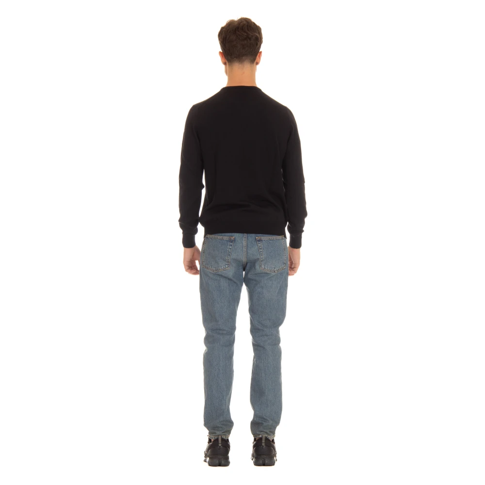 Barba Zwarte Crewneck Wollen Trui Black Heren