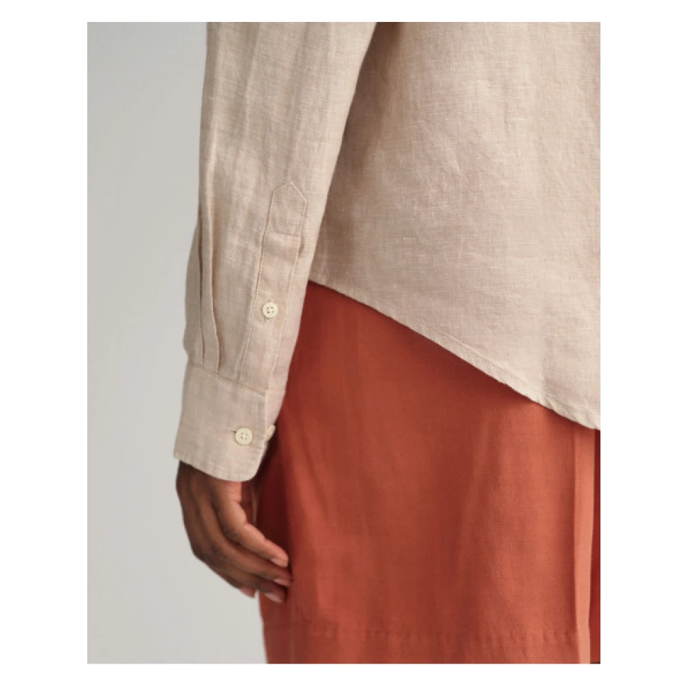 Gant Reguliere Linnen Chambray Overhemd Beige Dames