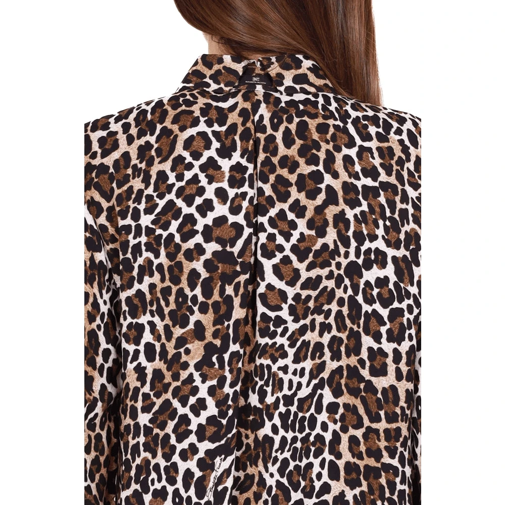 Elisabetta Franchi Dierenprint Georgette Lange Mouwen Shirt Zwart Multicolor Dames