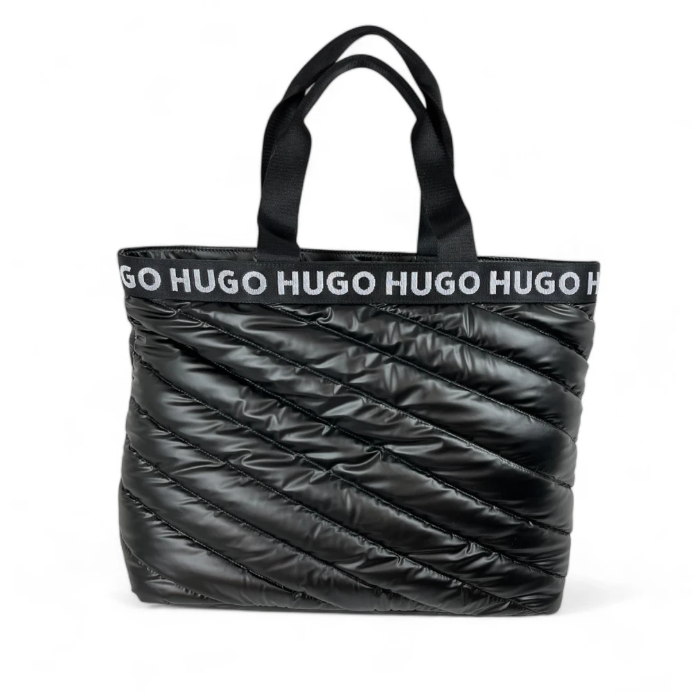Hugo Boss Becky Puffy Gewatteerde Shopper Tas Zwart Black Dames