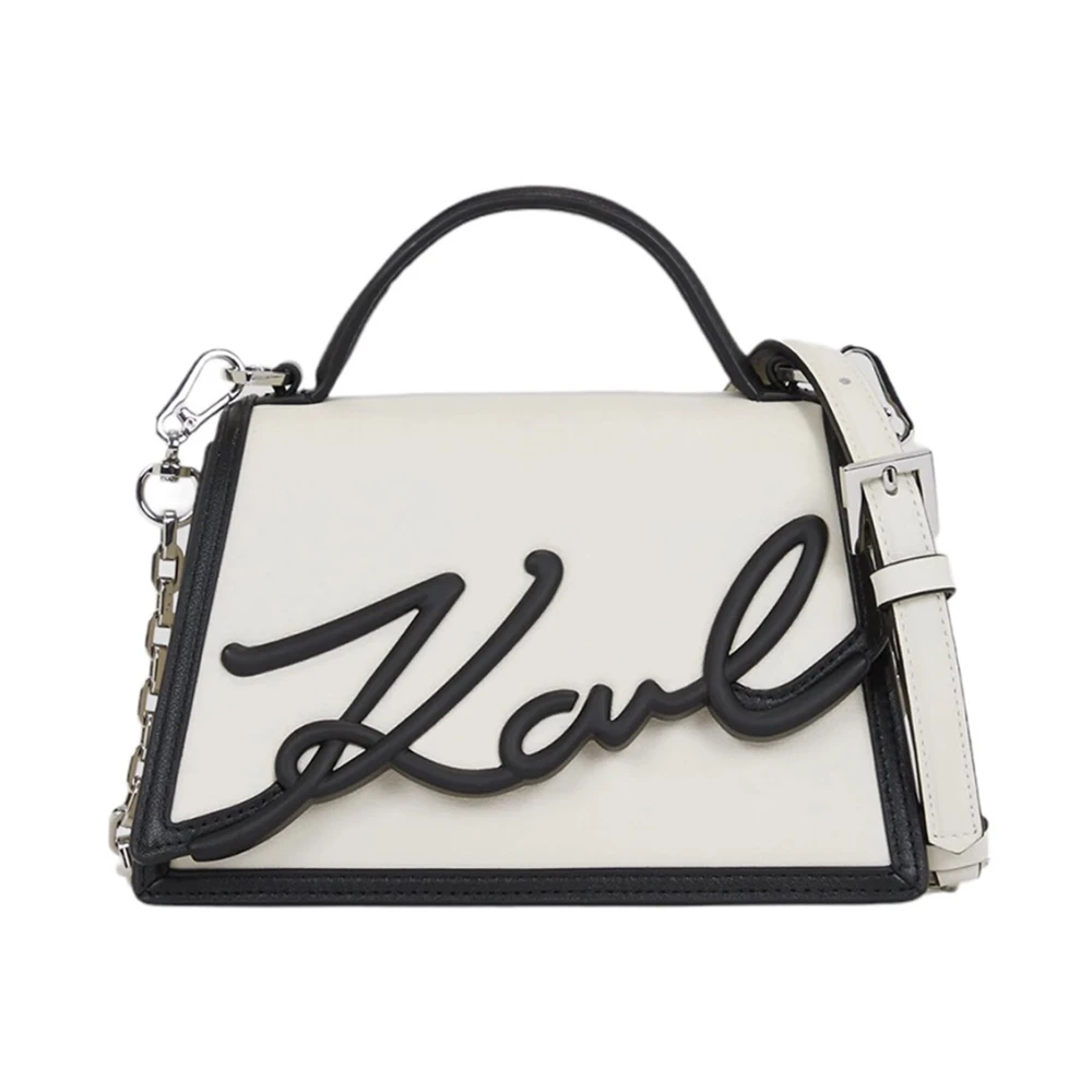 Karl Lagerfeld Signature 2.0 Wit Zwart Schoudertas White Dames