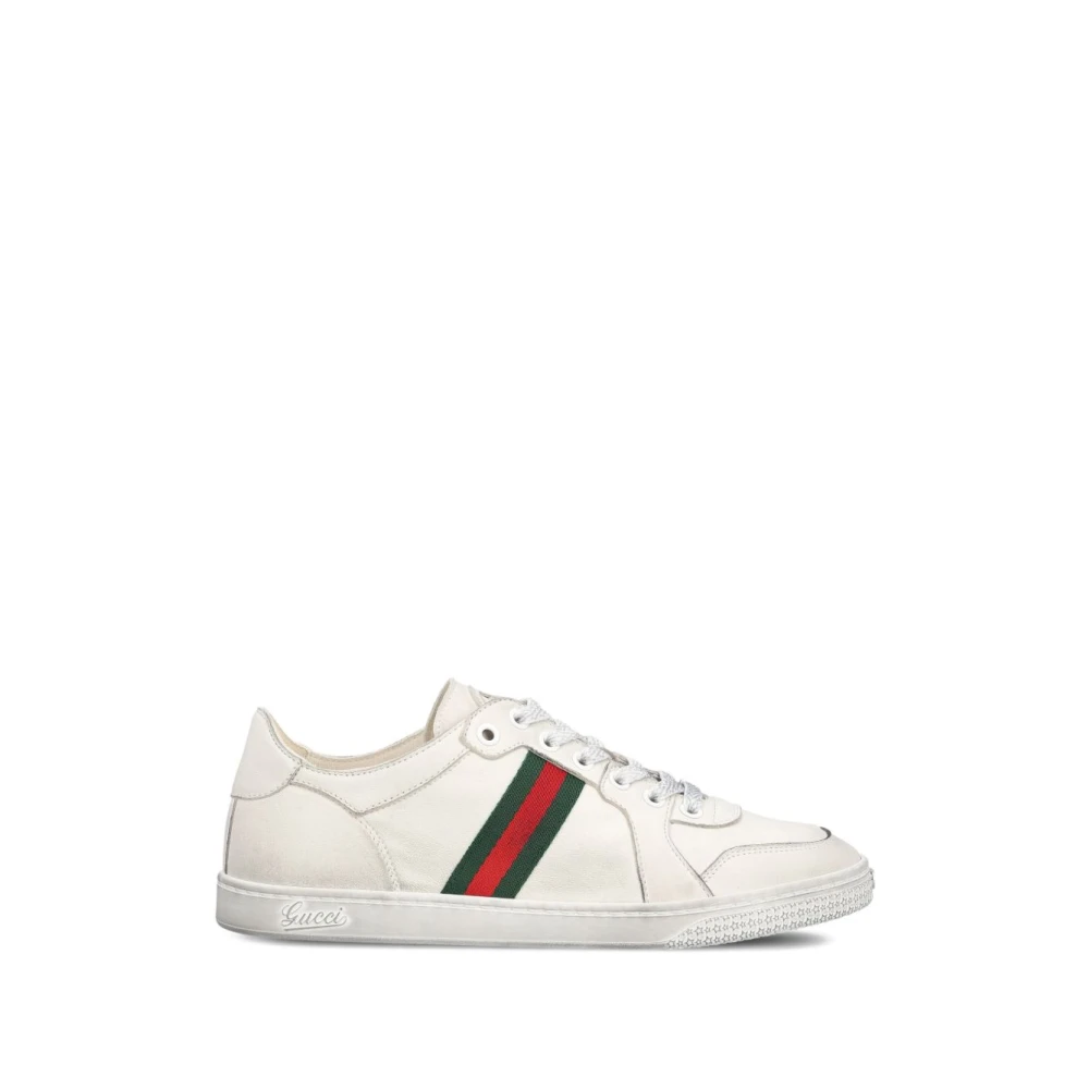 Gucci Women's White Stretch Low-Top Sneaker - Sneakers - 5 1/2 Uk - Shoes