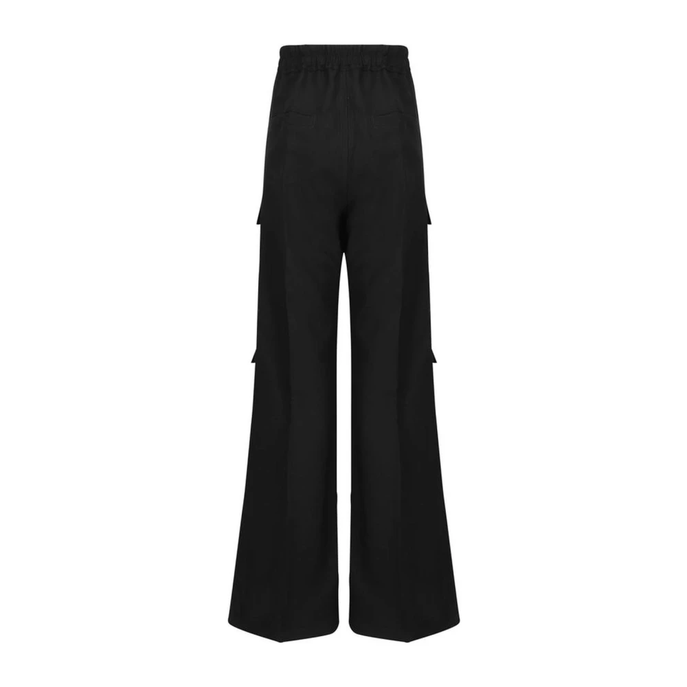 Rick Owens Wijde wollen cargobroek Black Dames