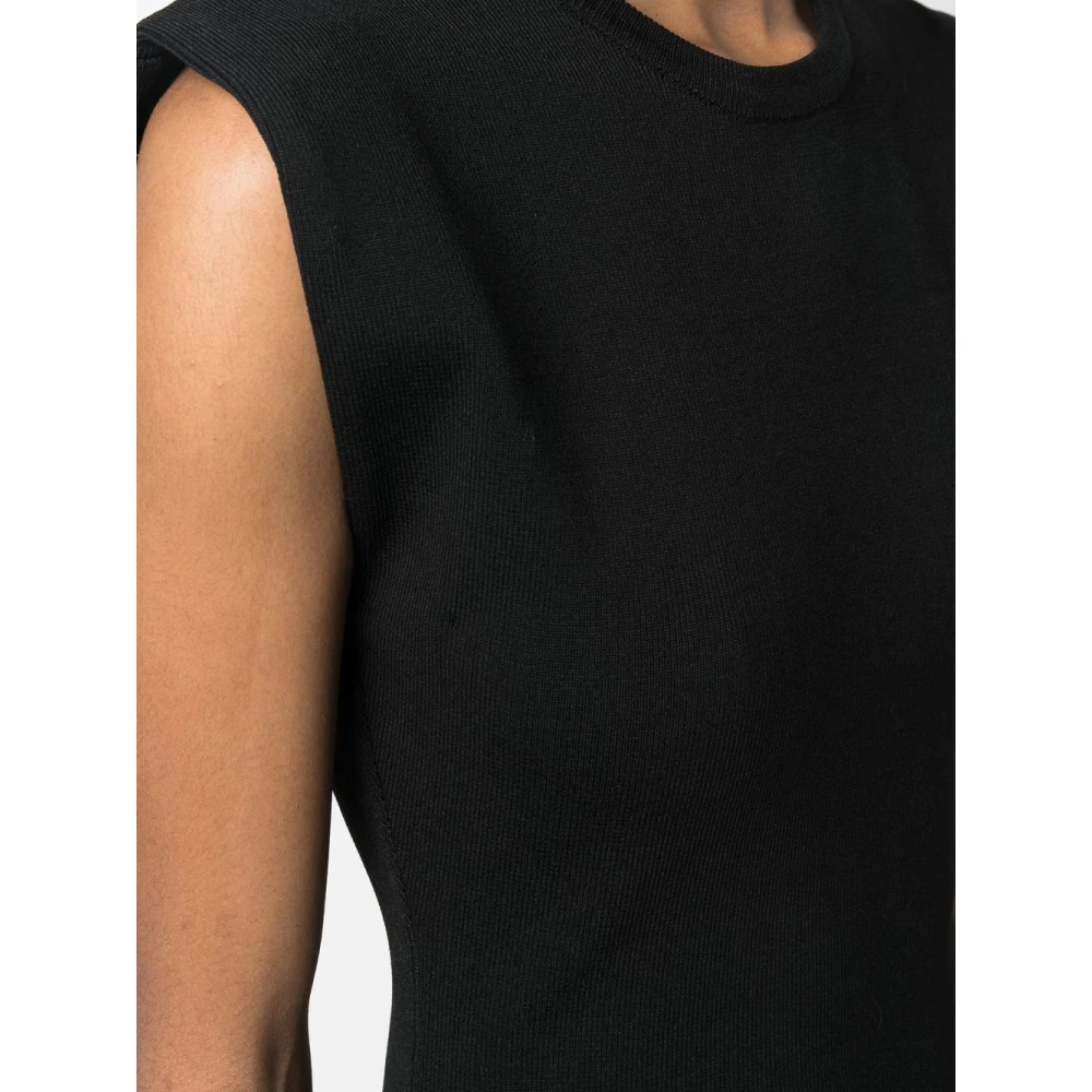 Yves Salomon Stretch Gebreide Jurk in Noir Black Dames