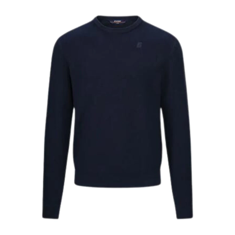 K-Way Men's Blue Round-Neck Knitwear,, Jumper With Logo 2XL