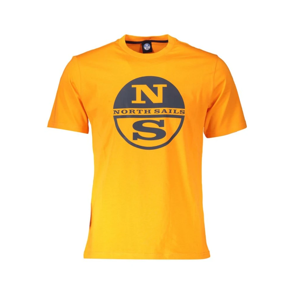 North Sails Men's Orange Cotton Logo Print Tee
