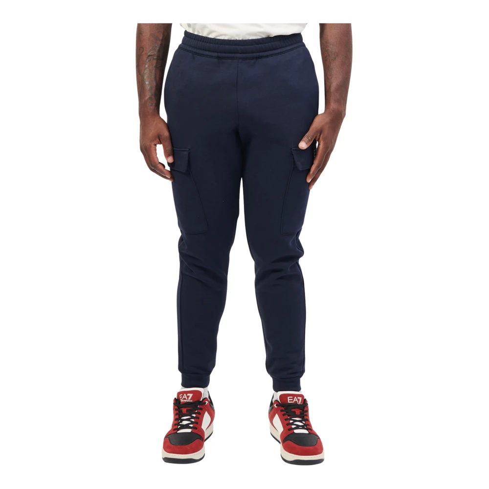 Emporio Armani Blauwe Sweatpants met Zijlogo Zakken Blue Heren