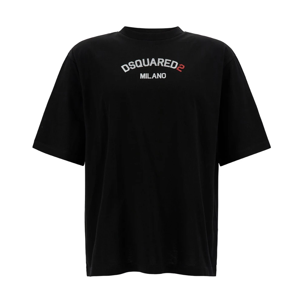 Dsquared2 Zwart Logo Geborduurd T-shirt Black Heren