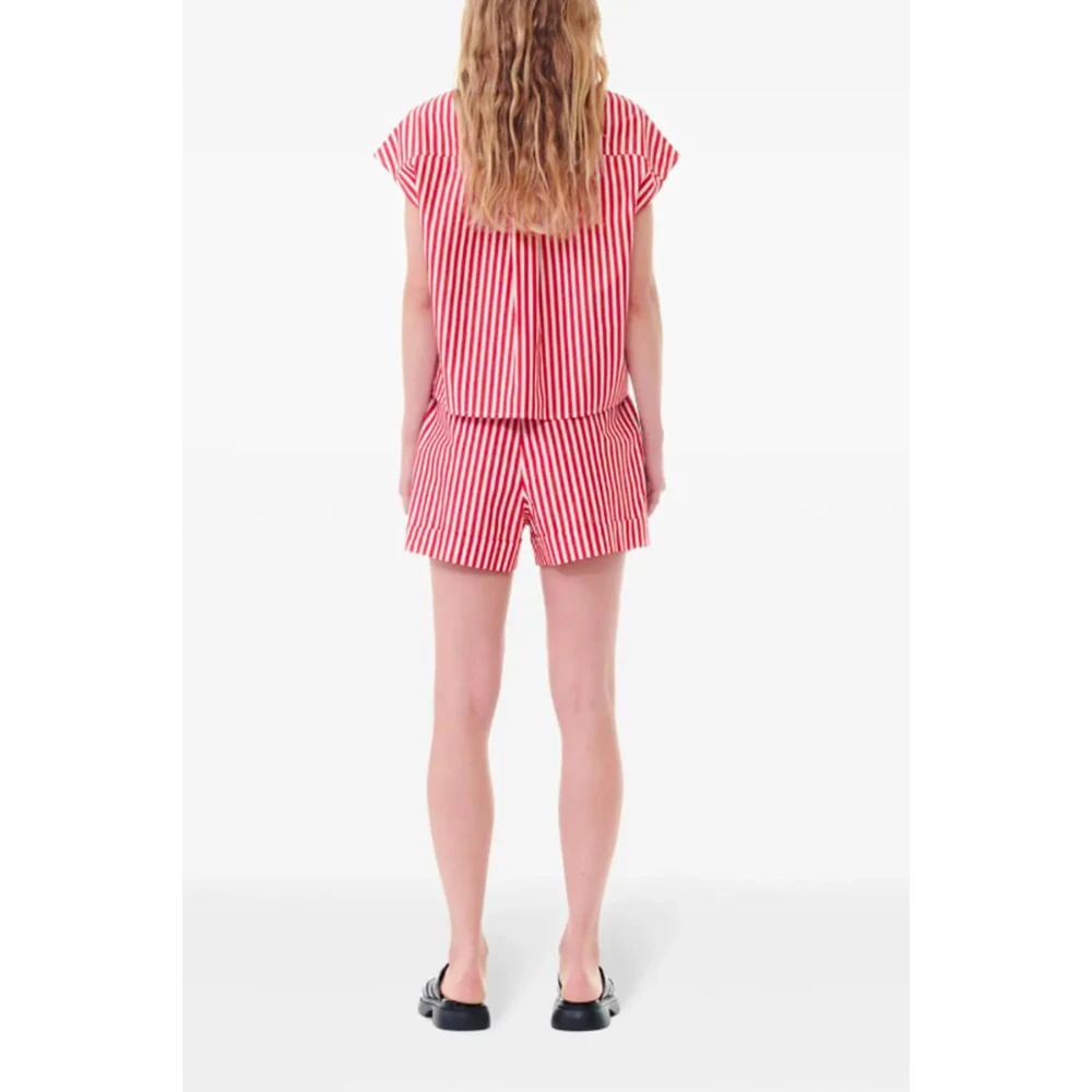 Ganni Verticaal Gestreepte Mouwloze Overhemd Red Dames