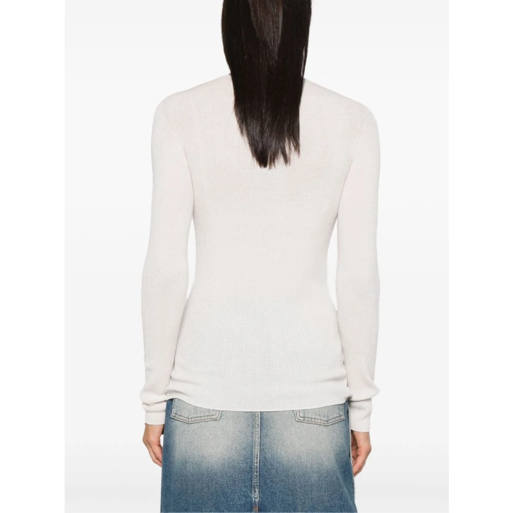 majestic filatures Amandel Beige Geribbelde Gebreide Trui Beige Dames