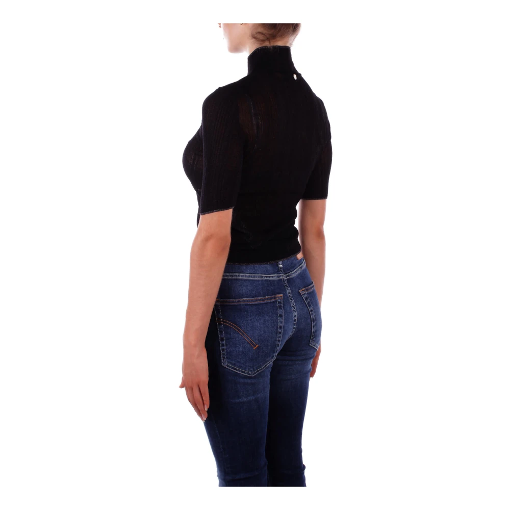 Liu Jo Zwarte Sweater 1 Logo Zijkant Black Dames