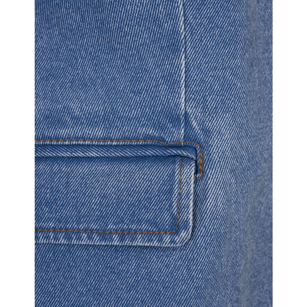 Marni Blauwe Denim Single-Breasted Blazer Jas Blue Dames