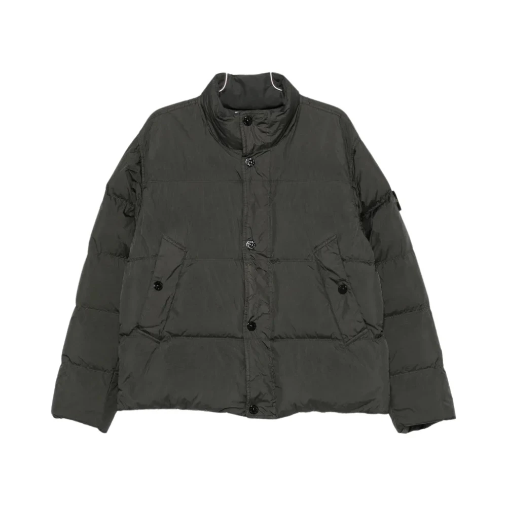 Stone Island , Winter Jackets, Male, Gray, S, Capospalla C/Piuma Rds