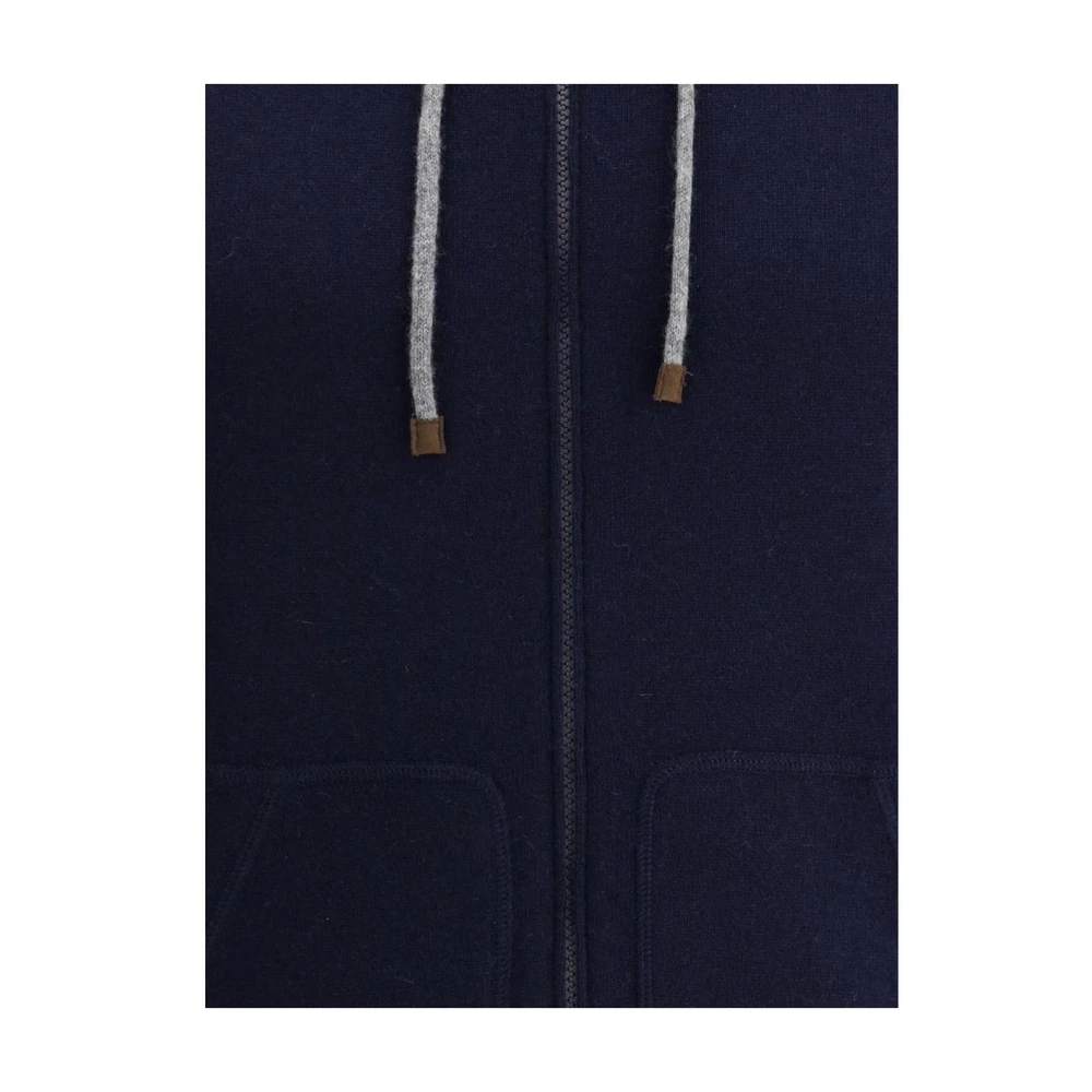 BRUNELLO CUCINELLI Kasjmier Hoodie met Ritssluiting Blue Heren