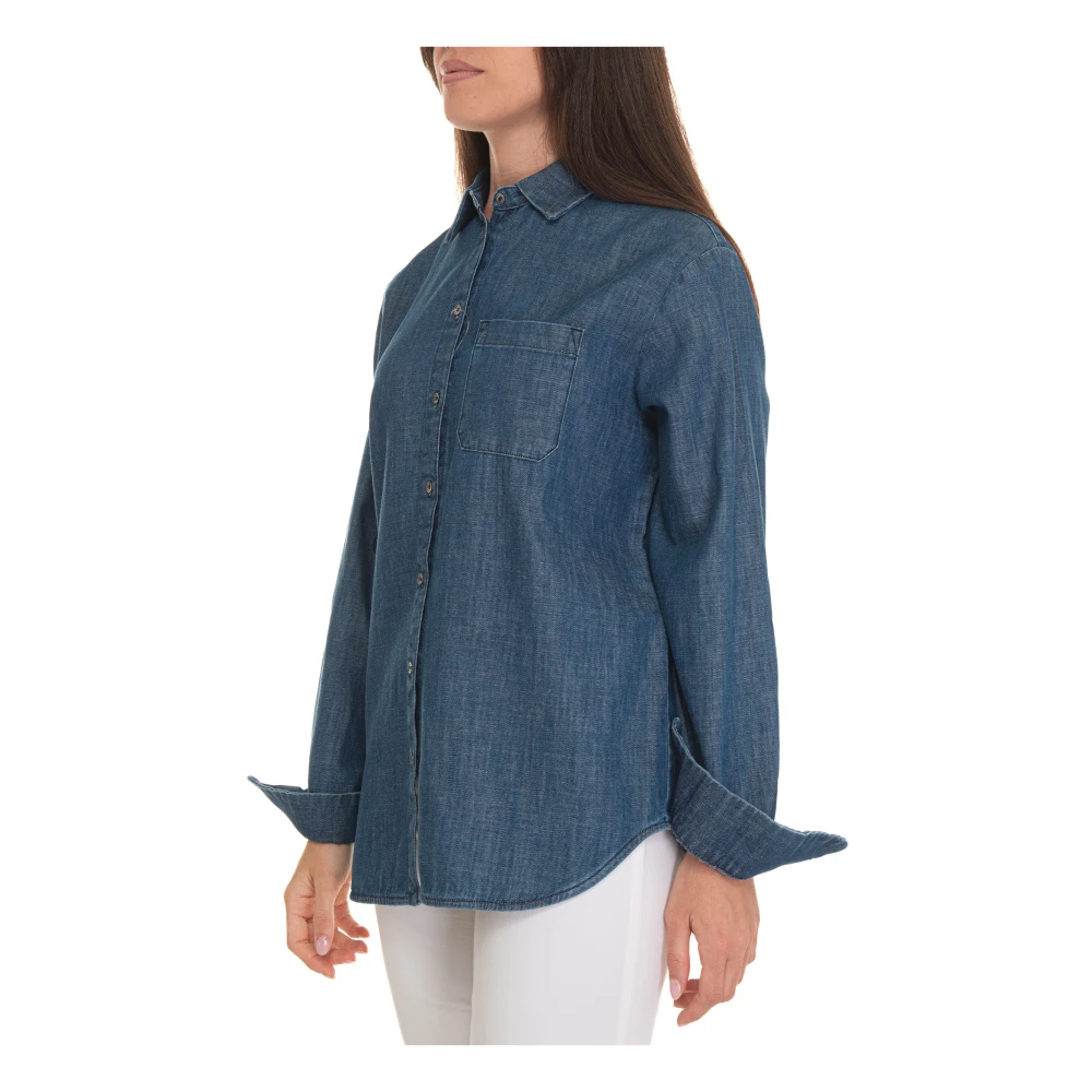 Max Mara Weekend Denim Blouse met Borstzak Blue Dames