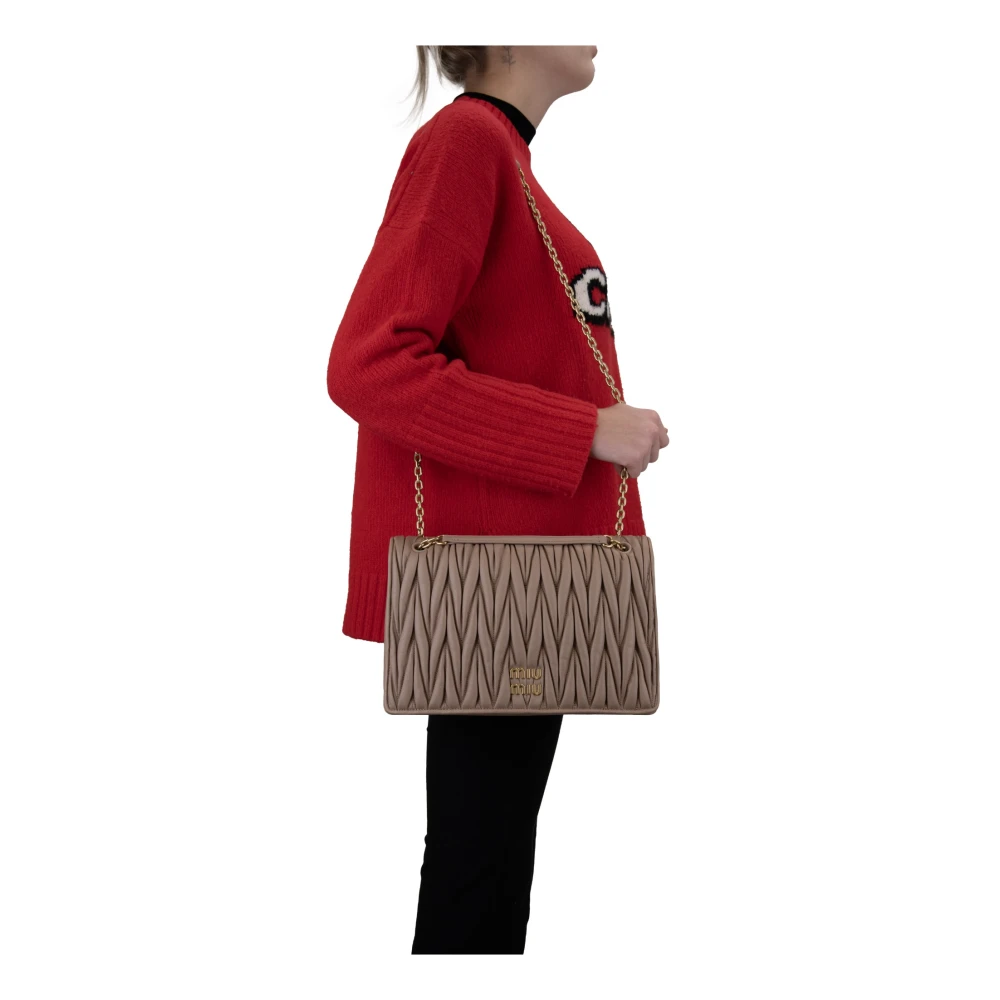 Miu Dames Schoudertas Magneetknoop Leer Brown Dames