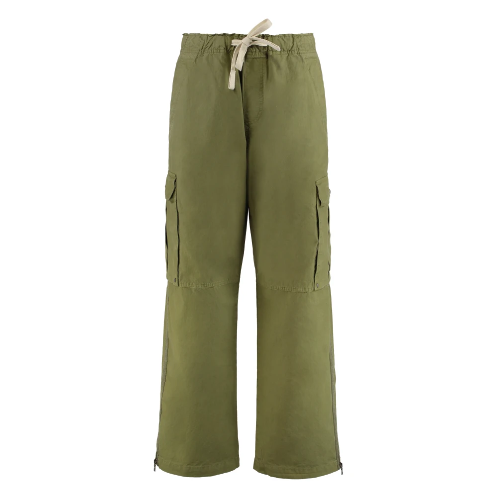 Palm Angels Men's Green Wide Trousers, M, Durable Comfortable Olive Cargo Trousers