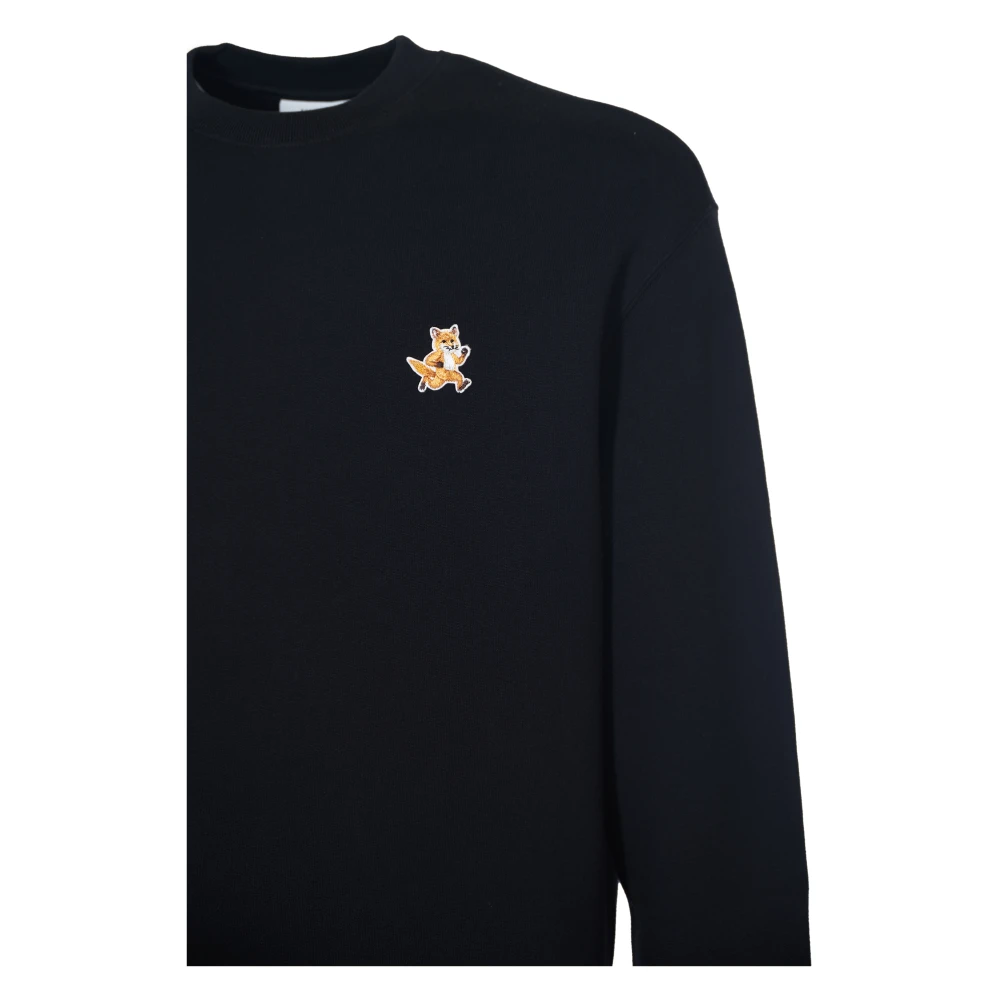 Maison Kitsuné Zwarte Speedy Fox Patch Sweater Black Heren