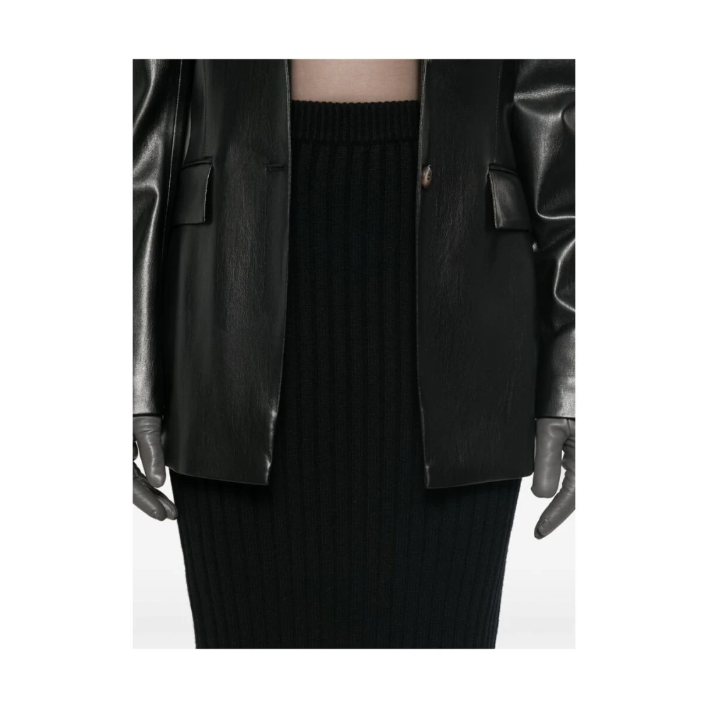 Max Mara Zwarte Geribbelde Gebreide Pencilrok Black Dames