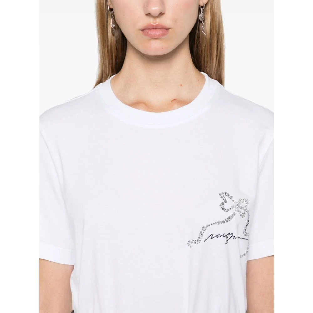 Msgm Kristalversierd Wit T-shirt White Dames
