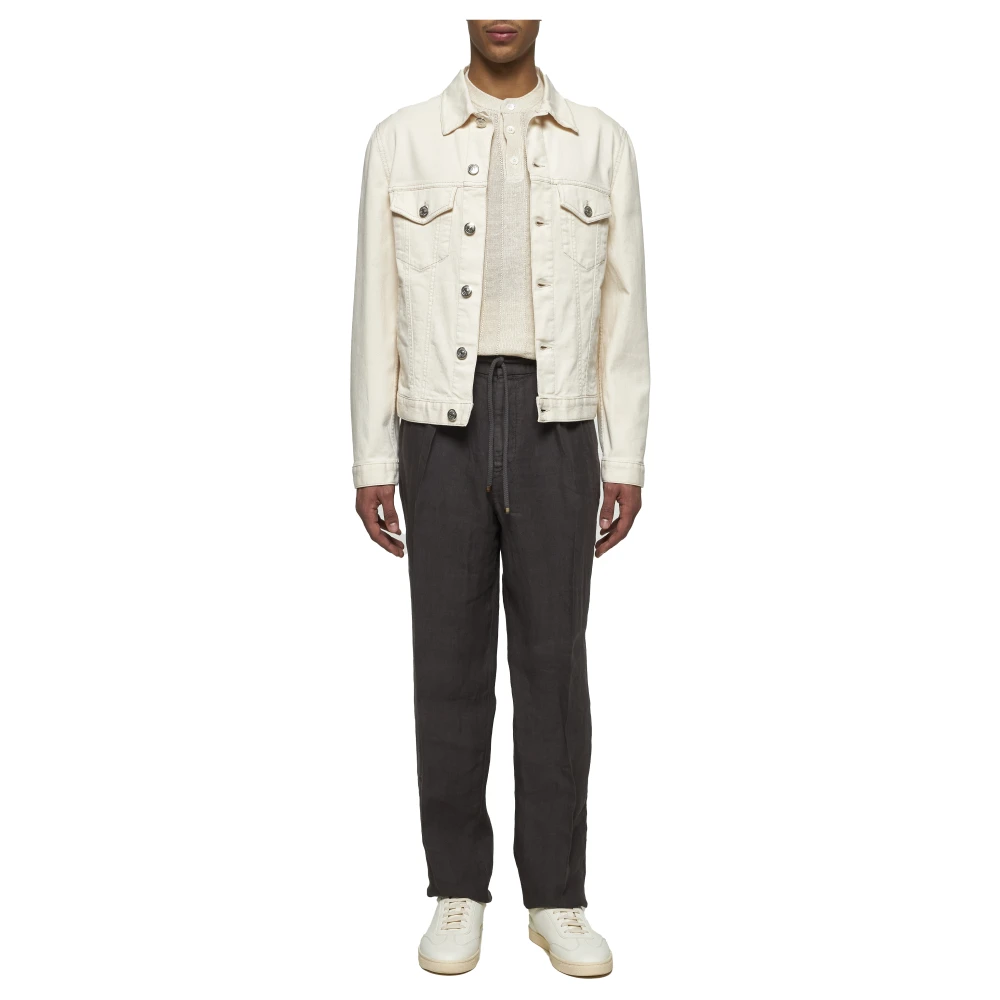 BRUNELLO CUCINELLI Denim Shirt met Metalen Knopen Beige Heren