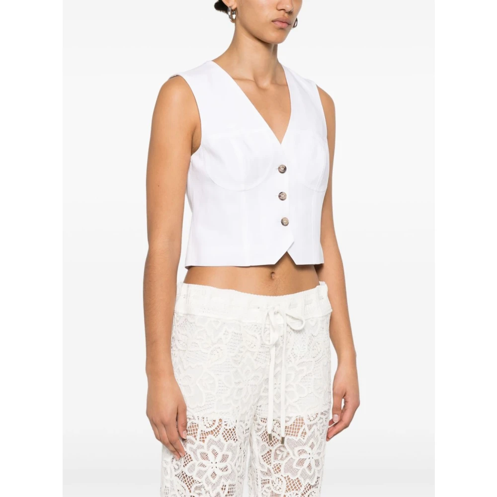 Ermanno Scervino Witte V-hals trui met knoopsluiting White Dames