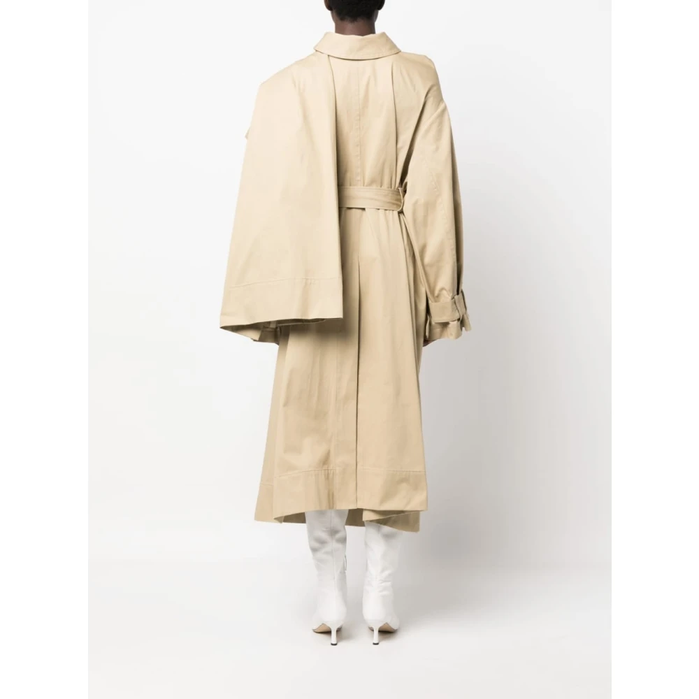 Quira Beige Katoenen Trenchcoat met Oversized Fit Beige Dames