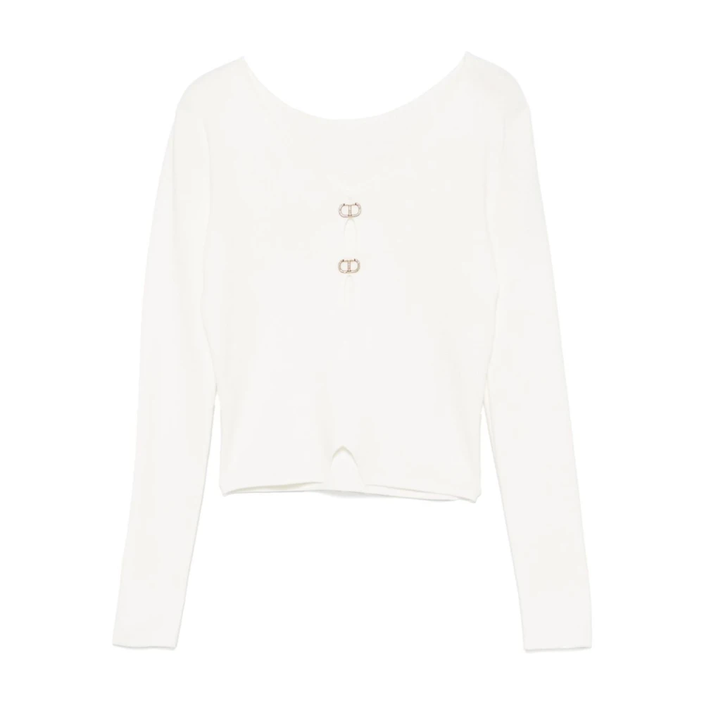 Twinset Vit Stickad Topp White, Dam