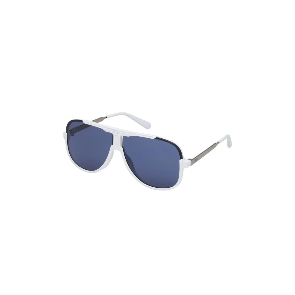 Guess Men's White Resin Frame Square Sunglasses