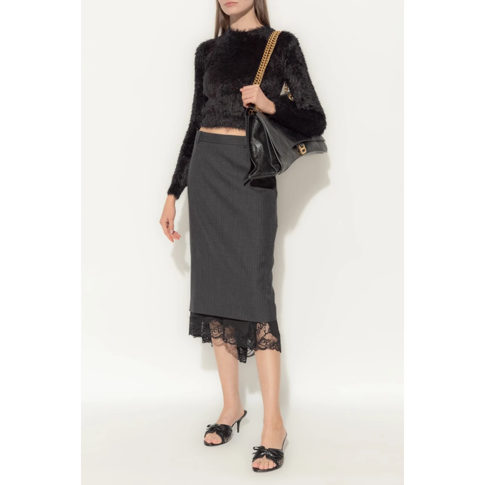 Balenciaga Trui met decoratieve rand Black Dames