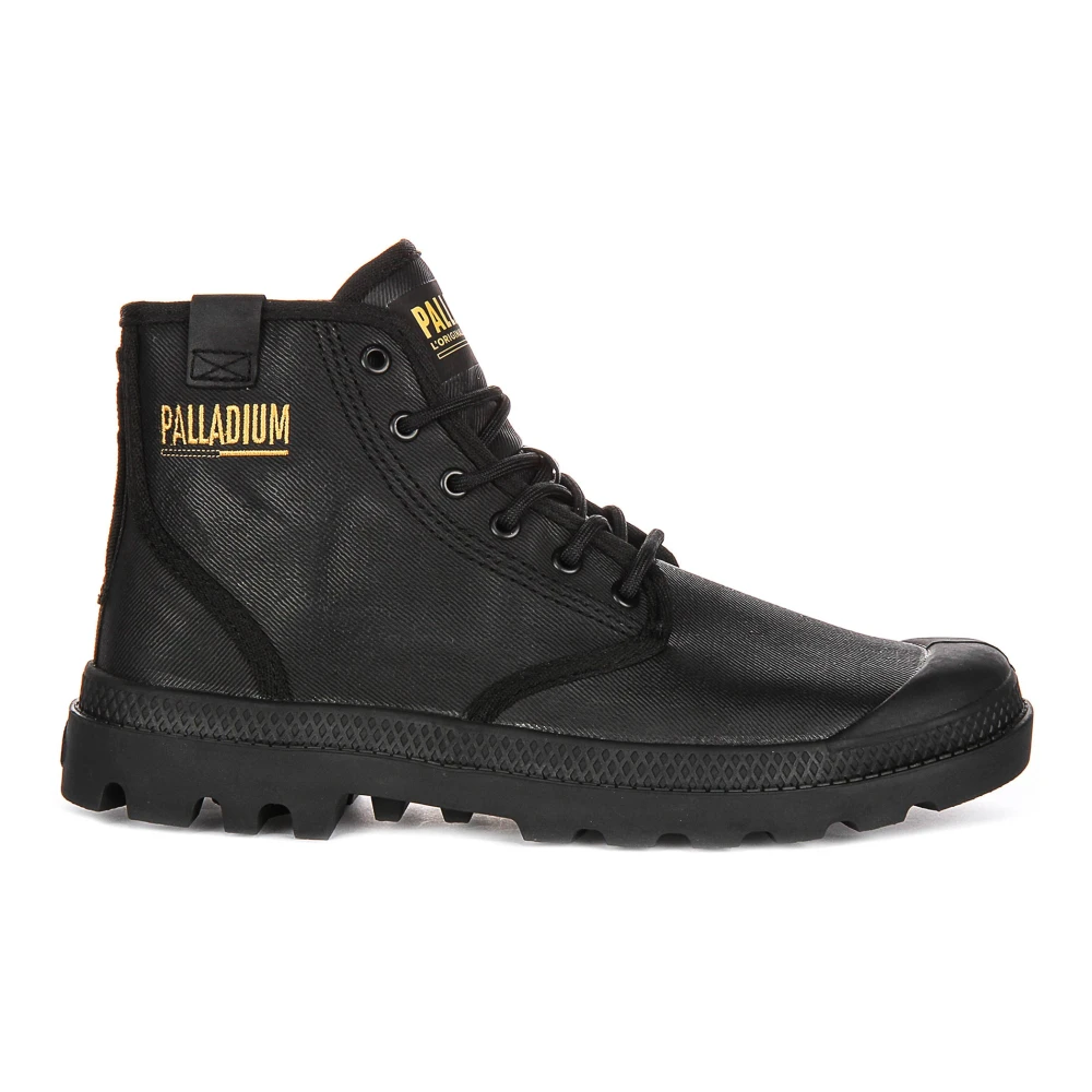 Palladium Black Lace-Up Boots, Male, 3 Uk, Coated Hi Ankle Boots In