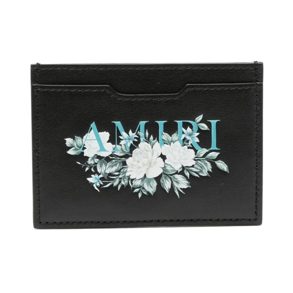 Amiri Zwarte lederen portemonnee met logo-print Black Heren