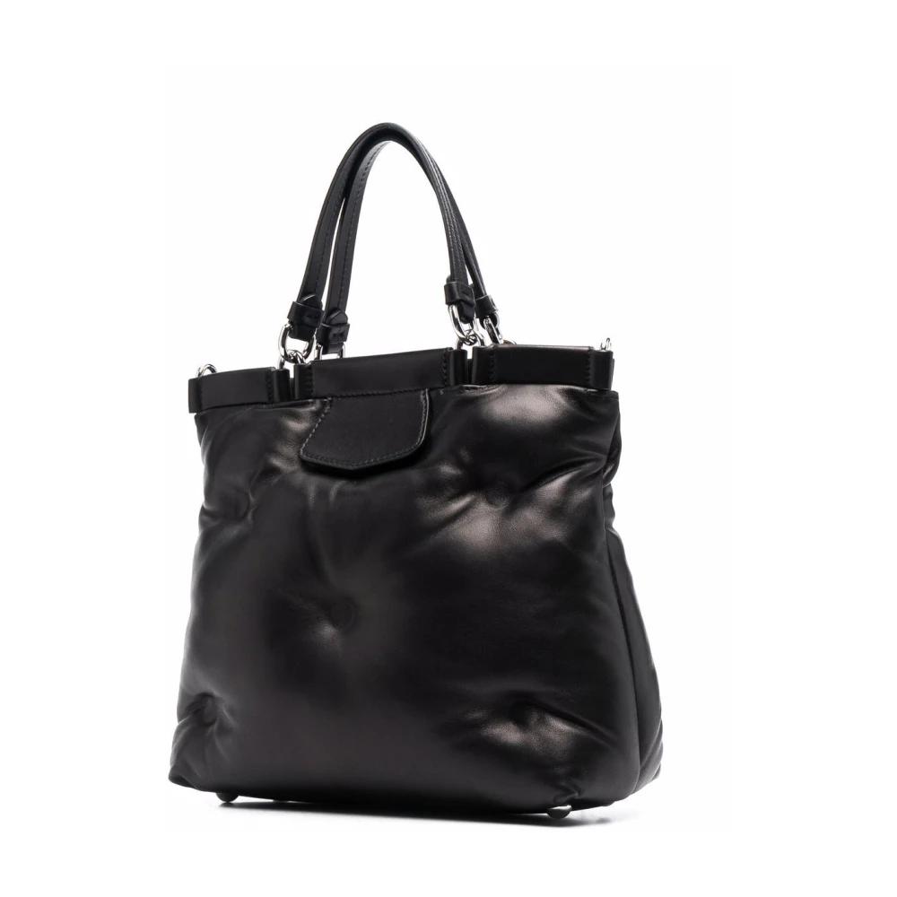 Maison Margiela Gewatteerde Zwarte Leren Schoudertas Black Dames
