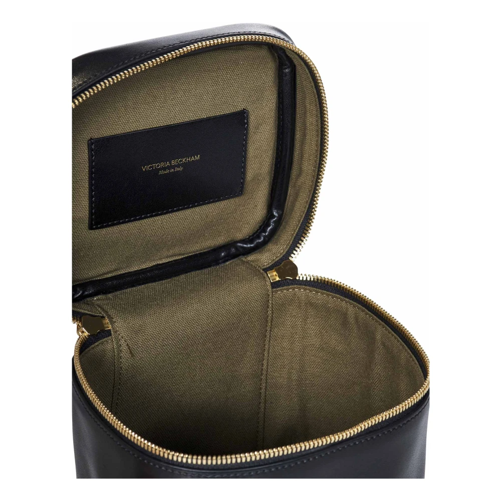 Victoria Beckham Zwarte leren schoudertas met gouden details Black Dames