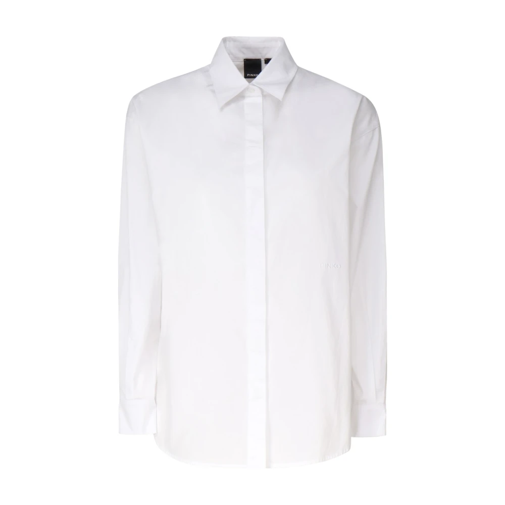 pinko Klassieke Witte Shirt met Logo Borduurwerk White Dames