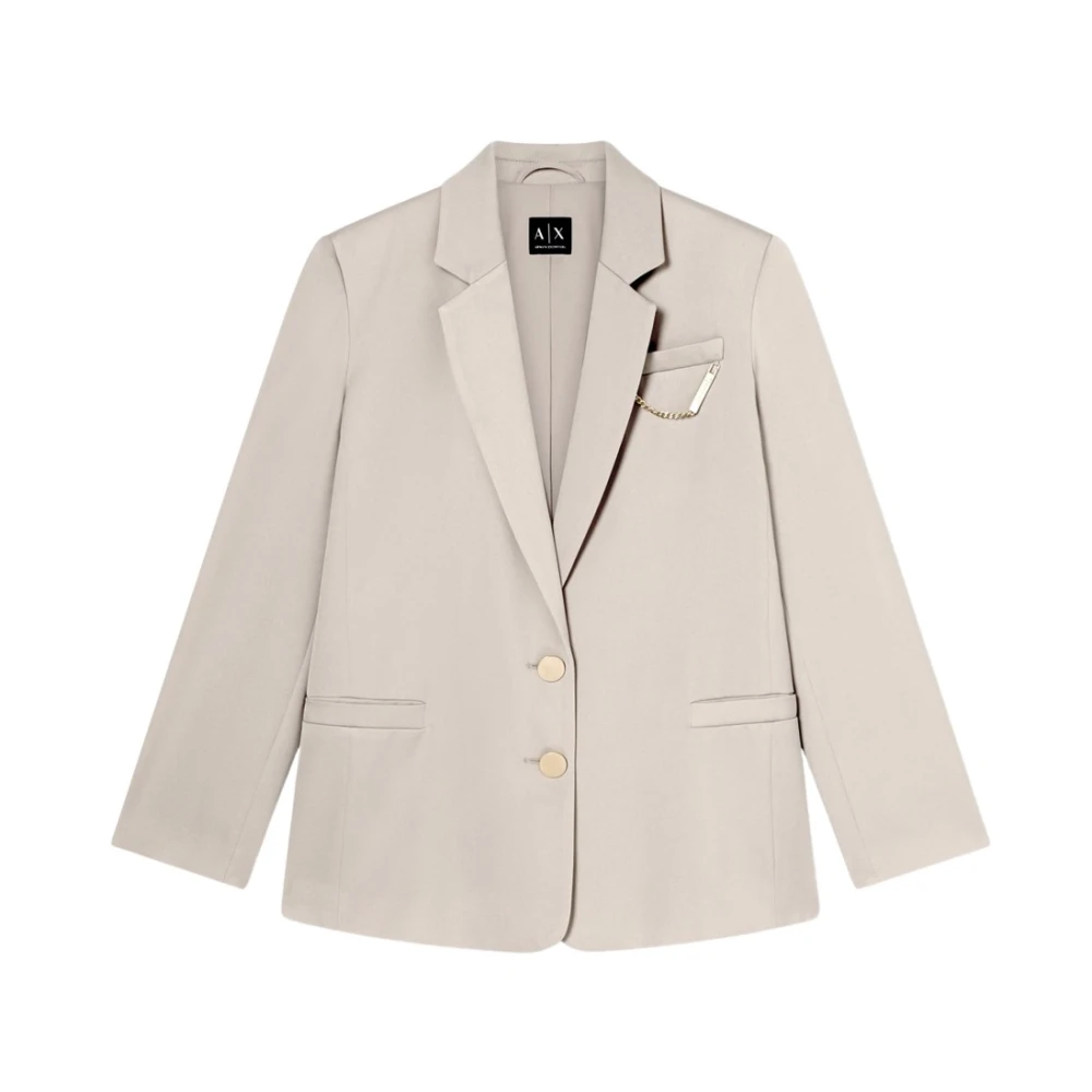 Armani Exchange Vrouw Beige Jassen Dames, 2XS, Polyester, Giacca In Crepe Con Catenella